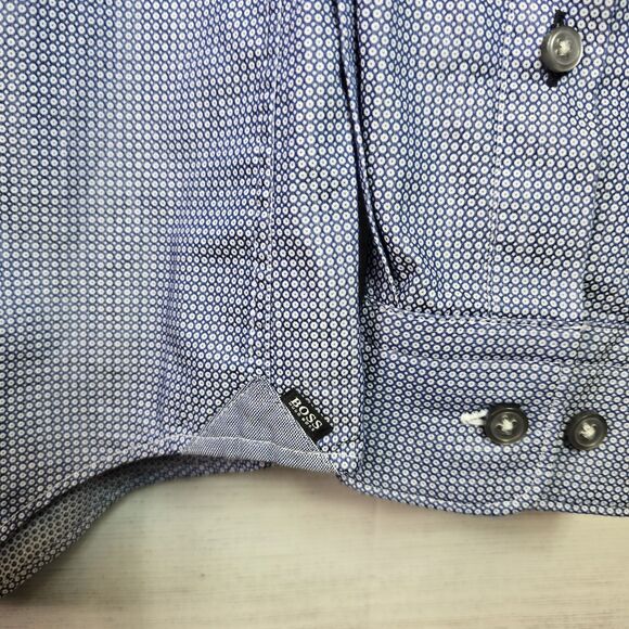 Boss Hugo Boss Geometric Mens Shirt Sz L Grey Regular Fit Button-Up Long Sleeve - Picture 5 of 10